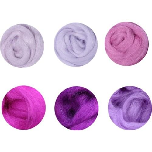 66S Purple Color Series Wool Fibre for Needle Felting Wet Felting Wool Felting Handmade Spinning DIY Craft Materials