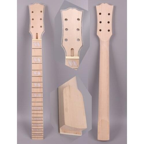 Yinfente Electric guitar neck replacement 22 fret Binding headstock Maple fretboard Diamond inlay Bolt on 24.75 inch