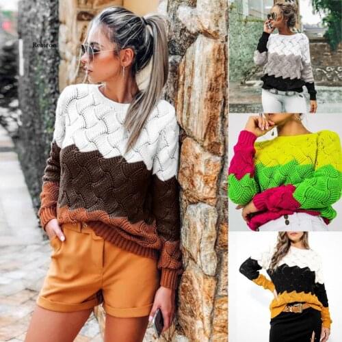 Womens Sweaters Ladies Fashion Autumn Winter Casual Knitwear Slim Fit Long Sleeve Stripe O-Neck Knitted Sweater Tops