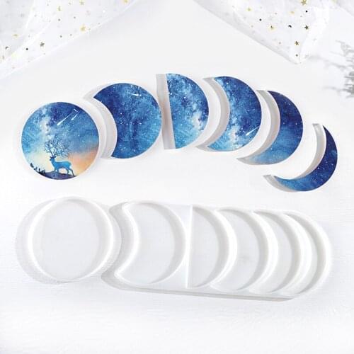 TC082 DIY Molds Set Eclipse Resin Mold Silicone Handmade Pendant Keychain Home Decoration Epoxy UV Resin Jewelry Craft