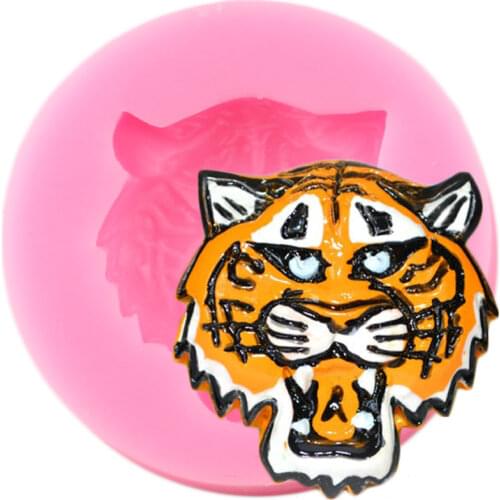 Tiger Head Silicone Mold Baby Birthday Cupcake Topper Chocolate Gumpaste Molds DIY Fondant Cake Decorating Tools Candy Clay Mold