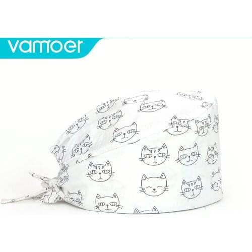Vamoer surgery cap men Pet grooming work hat lab dustproof hats Elastic scrubs cap beauty store scrubs caps with sweat-absorbent