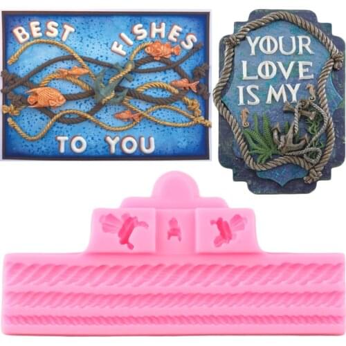 Ropes and Knots Border Silicone Molds Cupcake Topper Fondant Cake Decorating Tools Cookie Baking Candy Chocolate Gumpaste Moulds