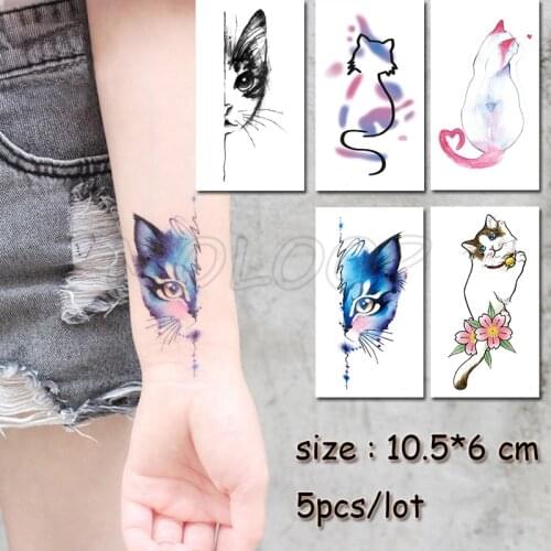 Temporary Tattoo Sticker cat animal waterproof fake Tatto Water Transfer flash Tatoo girl woman kid small size sell in lots