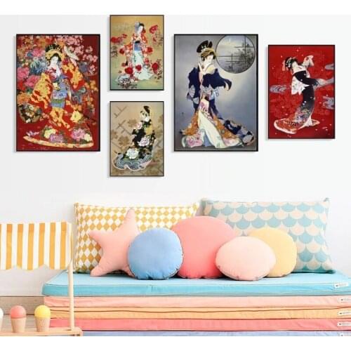 Hd Print Japanese Geisha Girls Portrait Posters Angel Artwork Canvas Painting Vintage Home Decoration Wall Art Pictures No Frame