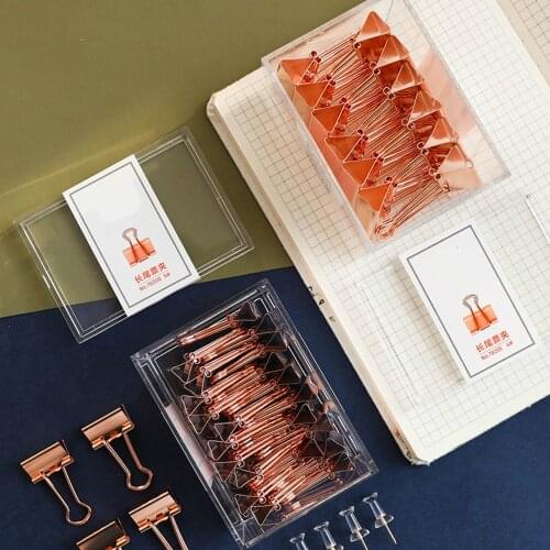 12/25pcs High Quality Rose Gold Metal Clip Binder Clips Office Binding Supplies Combination Set Delicate Stationery