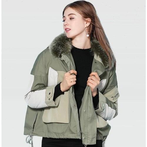 Womens Detachable Liner White Duck Down Zipper Winter Clothing Real Natural Fox Fur Collar Drawstring Big Size Puffer Jacket