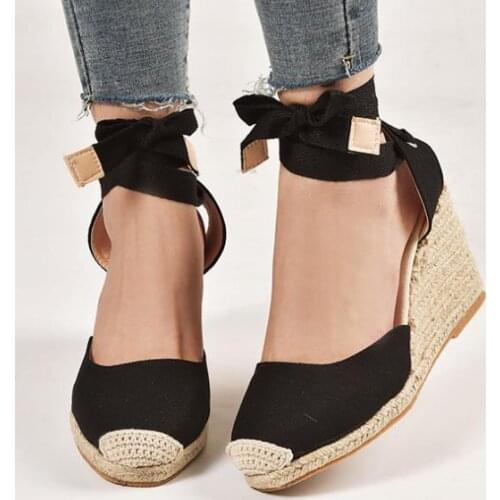 New Women Sandals Fashion Narrow Band Women Shoes Ankle Strap Women Wedge Shoes Female Beige Sandals Plus Size 35-43