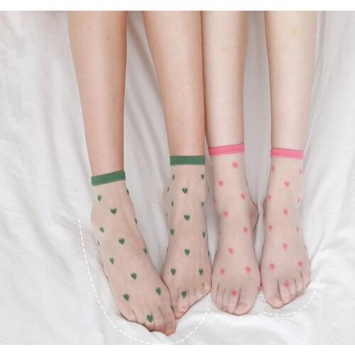 New Women Socks 2021 Spring Colors Heart Women Fashion Ankle Cute Socks Women Transparent Korea Style Womens Fashion Socks
