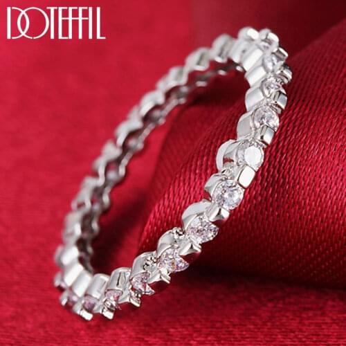 DOTEFFIL 925 Sterling Silver AAA Zircon Trend Ring For Women Fashion Wedding Party Gift Charm Jewelry
