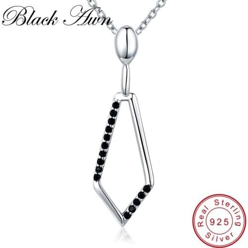 [BLACK AWN] 925 Sterling Silver Jewelry Trendy Engagement Necklace for Women Wedding Necklaces Pendants P135