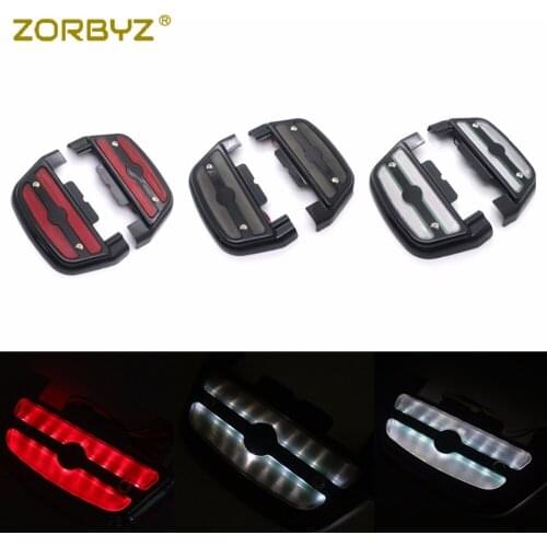 ZORBYZ Motorcycle Black Led Light Passenger Footboard Floorboard Cover For Harley Touring Trike Softail