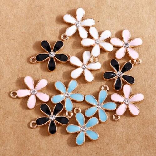 10pcs 18*20mm Fashion Sakura Pendants Enamel Colorful Flowers Charms for Jewelry Making Bracelets Necklace Charms DIY Findings