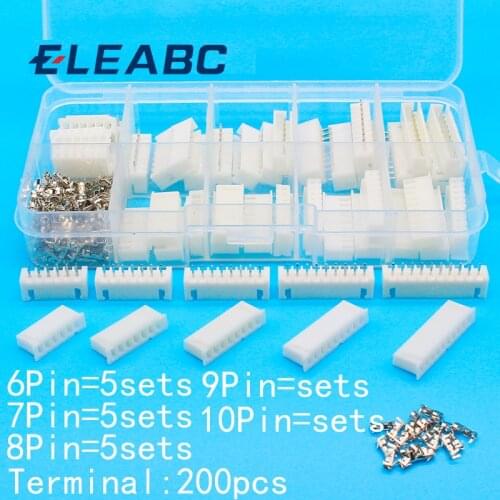 25 sets Kit in box 6p 7p 8p 9p 10 pin 2.54mm Pitch Terminal / Housing / Pin Header Connector Wire Connectors Adaptor XH Kits