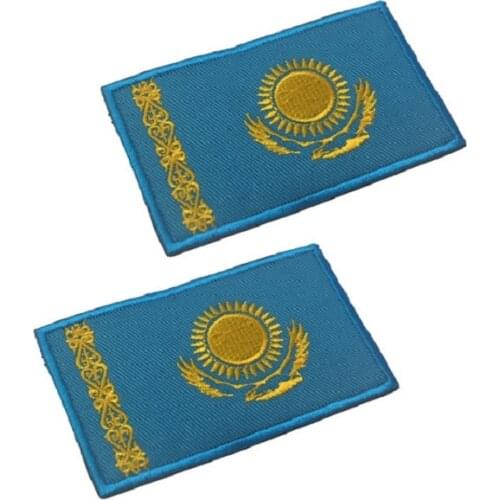 3D Embroidery Patches Armband Loops And Hook Kazakhstan FLAG Patches Badges For Clothing Hat Bag Patch
