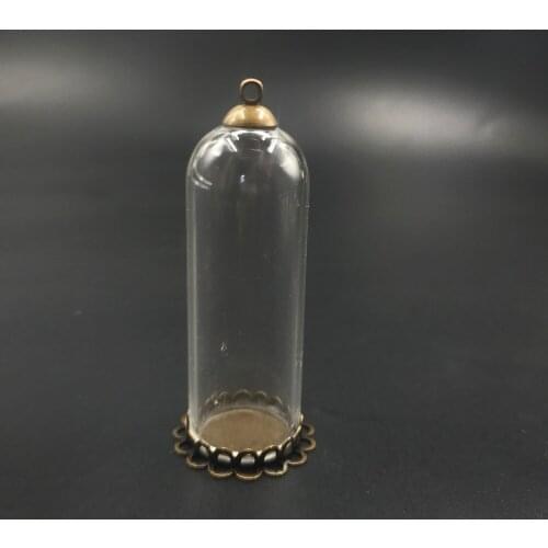 50x18mm mini glass globe antique bronze double lace base beads cap set diy glass bottle vial pendant necklace wedding home decor