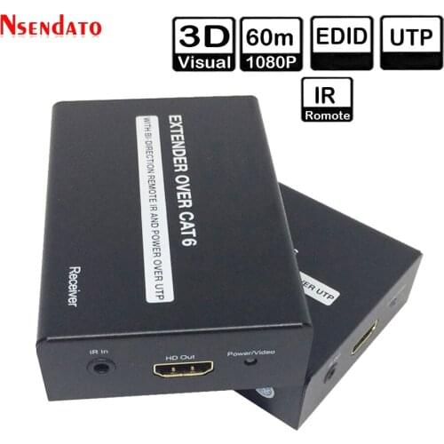 60m 200FT HD Transmitter Receiver Transceiver over Cat6 Bi-Direction IR UTP EDID LAN Ethernet HD Extender for HDTV Monitor