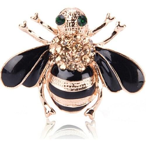 Bee Brooches Enamel Esmalte Broches Gold Color Champagne Rhinestone Hijab Pins juego de tronos Halloween joyas High Quality