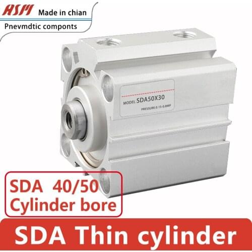 Compact Air Pneumatic Cylinders SDA 40/50mm Bore Double Acting 5/10/20/30/40/50/60/70/80/90/100/125/150/200/300/500mm Stroke