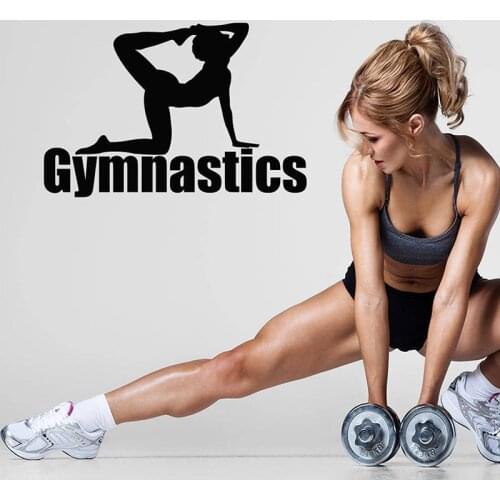 Gymnastics Bodybuilding Pilates Physical Exercises Decals Gym Fitness Wall Sticker Art Interior Room Decor Wallpaper Mural S226