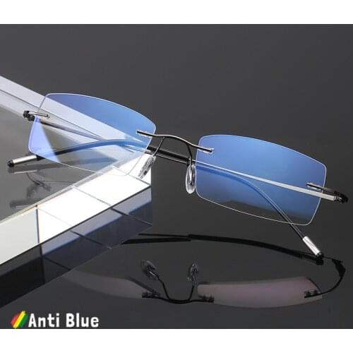 JackJad 2021 Classic Ultralight Titanium Rimless Style Anti Blue Ray Eyewear Frame Men Vintage Read Computer Glasses Eyeglasses