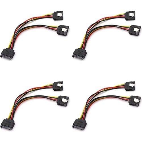 4 Pcs SATA Power Splitter Cable,SSD Power Cable HDD Power Cable Hard Drive Power Cable SATA 15 Pin Male to 2XSATA 15 Pin