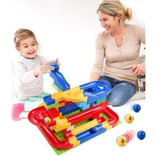 Bead sliding track Stacking Blocks DIY Race Run Maze Balls Building Blocks Compatible Bricks Gifts Toys for Children