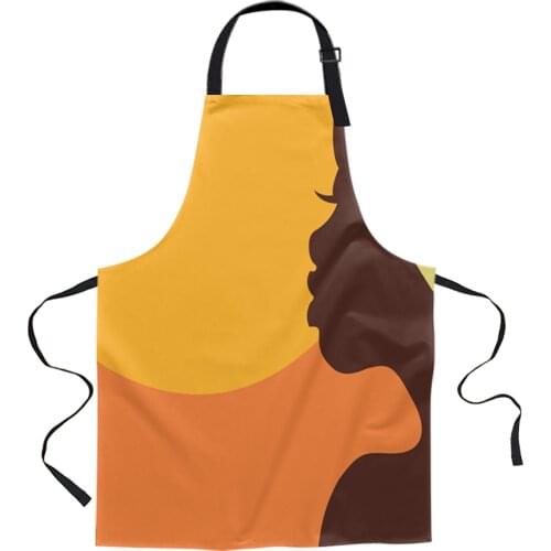 African Women Printed Kitchen Cooking Baking Aprons Canvas Sleeveless For Women Man Kids Home Delantal Cocina