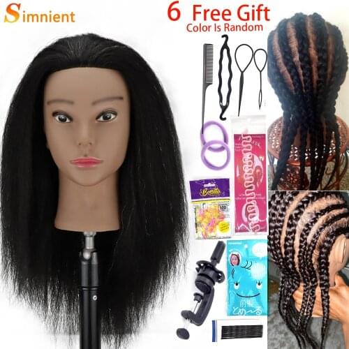 African Mannequin Head With Real Hair Afro Heads Professional Styling Braiding Training Hairart Barber Hairdressing Tools Wigs