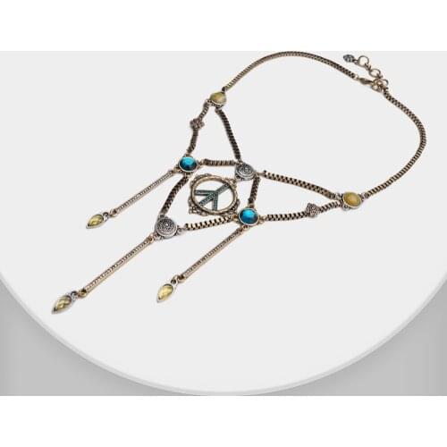 N43 Trendy Boho necklace ethnic multi-layer necklace female charm jewelry tassel drop necklace mother girlfriend gift