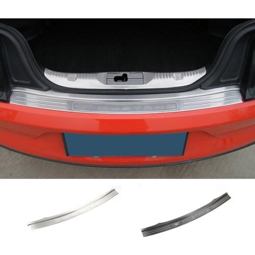 SHINEKA Rear Trunk Step Entry Guards Door Sill Cover Rear Bumper Anti Scratching Stainless for Ford Mustang 2015
