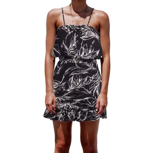 New summer 2020 Floral printed dress Casual Spaghetti Strap Summer Holiday Dresses Above Knee Mini female ropa mujer em