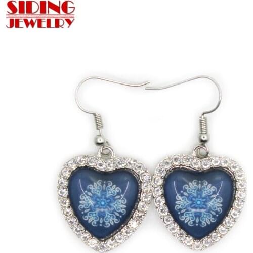 2018 New Arrival 5pair/lot Snowflakes Style 6 Crystal Heart Earring Earrings Charms Fashion Pendientes DIY Jewelry Charms