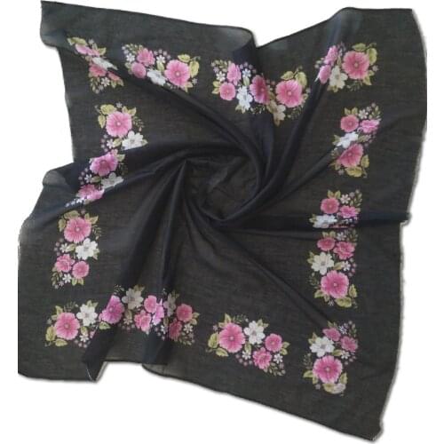 Fully Cotton Black Scarf, Writing, Head Cover, Kerchief, Cheesecloth