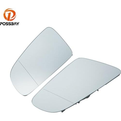 POSSBAY White Door Side Rearview Mirror Glass Lens for Audi A6 C6 Pre-facelift 2005 2006 2007 2008 with Black Backing Plate