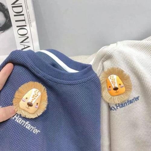 Boys Girls Pullovers Autumn Jumpers Knitwear Cute Lion Sweater Knitted 2021 Round Collar Loose Pullovers Kids T Shirtr 2-6 Y