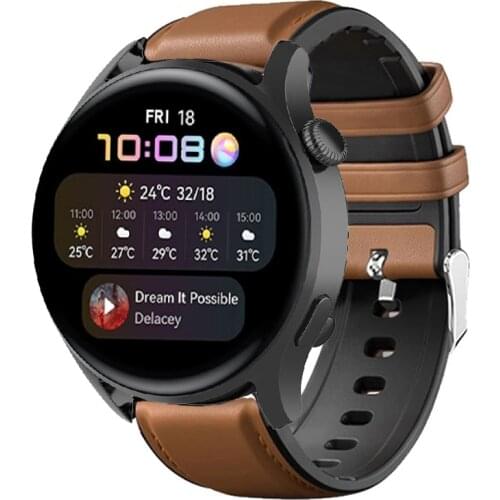 Watch Band 22mm Silicone Leather Strap For Huawei Watch 3 / Pro Smart Watch Strap For Amazfit Stratos 2S 3 Wristband Bracelet