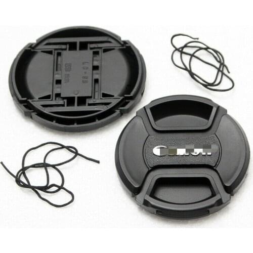 Leans Front full protect Lens Cap 52mm 62mm 77mm For Canon DSLR Lens Center-Pinch Snap-On With Cord NEW