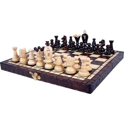 Chess set, medium size wooden folding medium portable childrens Day gift, European style decoration
