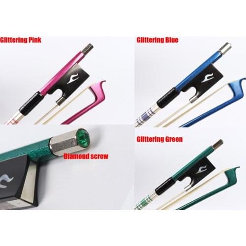 Yinfente 4/4 Violin Bow Carbon Fiber Colorful bow Ebony Frog Mongolia horse tail Violin accessory Pernambuco Level Free Shipping