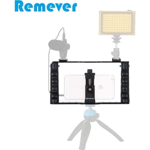 2019 New Dual Handgrips Handheld Stabilizers for Smartphones Filmmaking/ Bracket for LED Flash Light Microphones Tripods