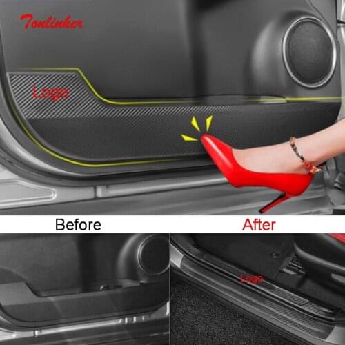 Tonlinker 4 PCS DIY Car Styling NEW Polyester Door Protection Kick Pad stickers for FROD Ecosport 2013 2014 Part Accessories