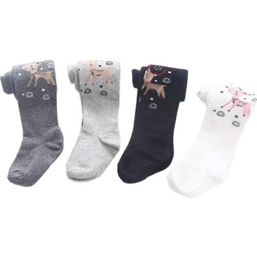 Spring & Autumn Knitted Cotton Girls Outer Wear Leggings Fashion Cartoon Print Solid Color Pantyhose Casual Childrens Clothing