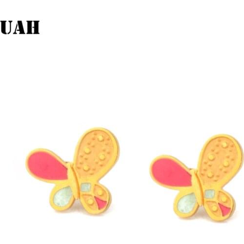 UAH Fashion Gold Stud Earrings Butterfly Stainless Steel Earrings for Women brinco