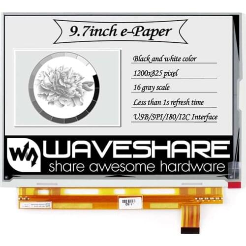 Waveshare 9.7inch E-Ink raw display with parallel port for Raspberry Pi 2B/3B/3B+/Zero/Zero W 1200x825 resolution
