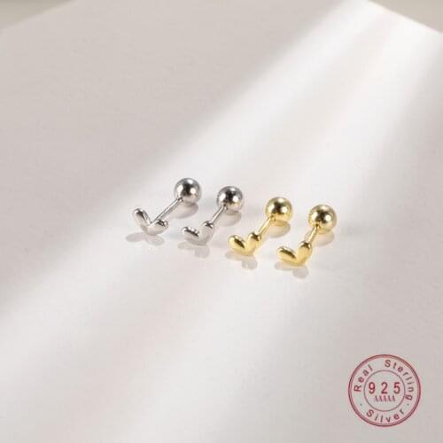 925 Sterling Silver Small and Cute Heart Stud Earrings Women Noble Elegant Travel Jewelry Accessories