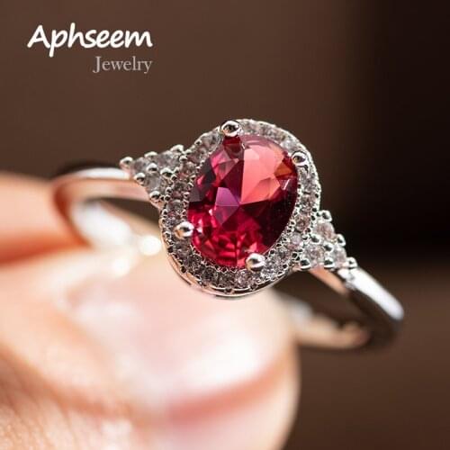 New Wedding Rings For Women AAA Red Zircon Handmade Ladies Engagement Rings ellipse rings Female fashion jewelry personality