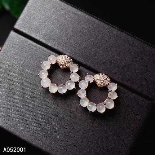 KJJEAXCMY fine jewelry natural jadeite jade 925 sterling silver women earrings new Ear Studs support test luxury