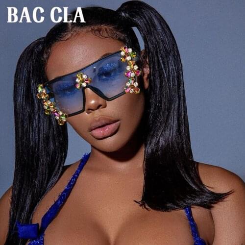 BAC CLA Diamond Big Frame Square Sunglasses Ladies Rhinestone Retro Gradient Sunglasses Retro Oversized Feminino Glasses UV400
