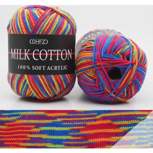 1roll Strands Double Knitting Crochet Milk Cotton Wool Yarn Baby Line Gradient Flower Thread Hand-knitted Scarf Hat Knit Sweater
